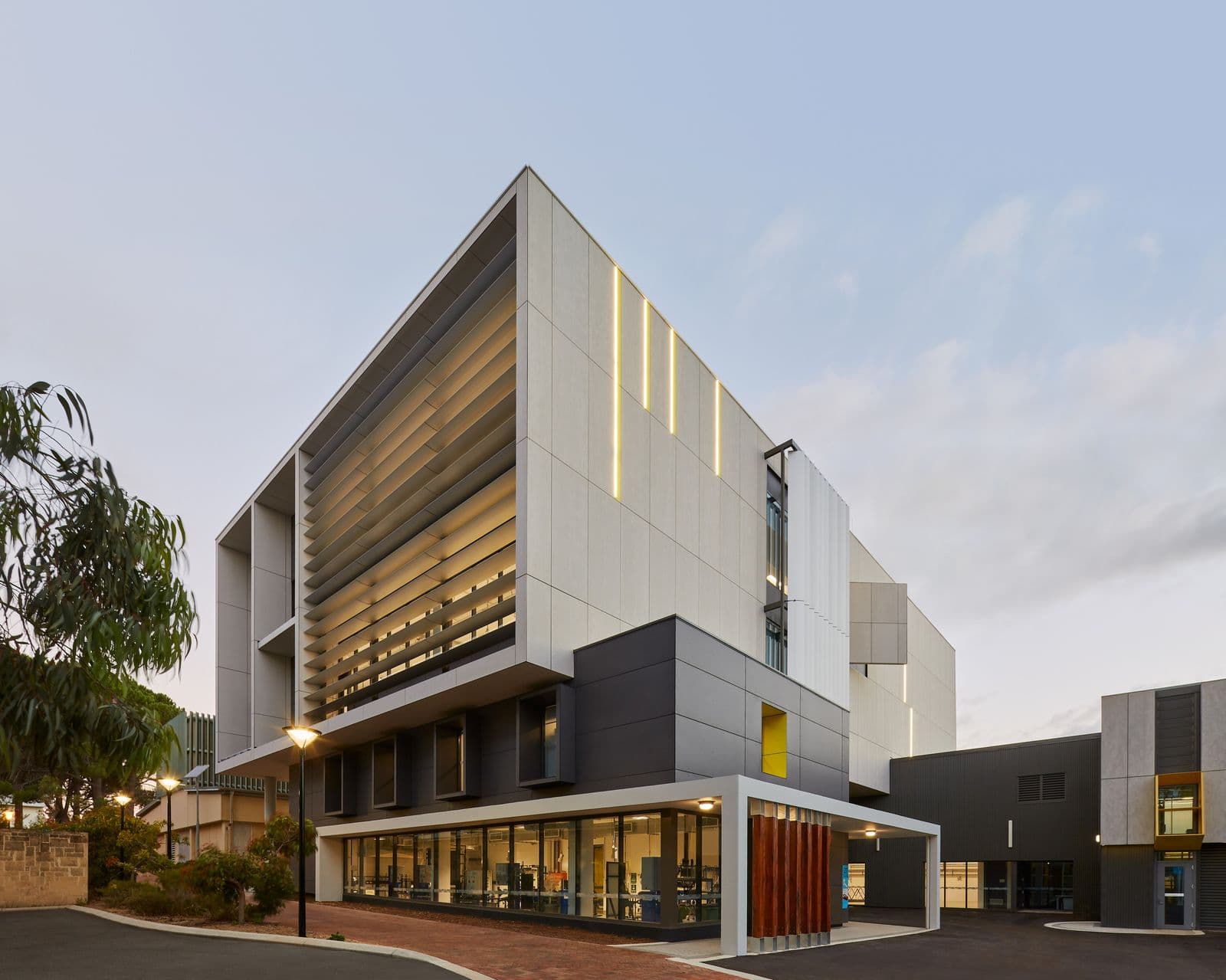 ECU Joondalup facade installation — view 3, Joondalup, WA — GreenLine Facades