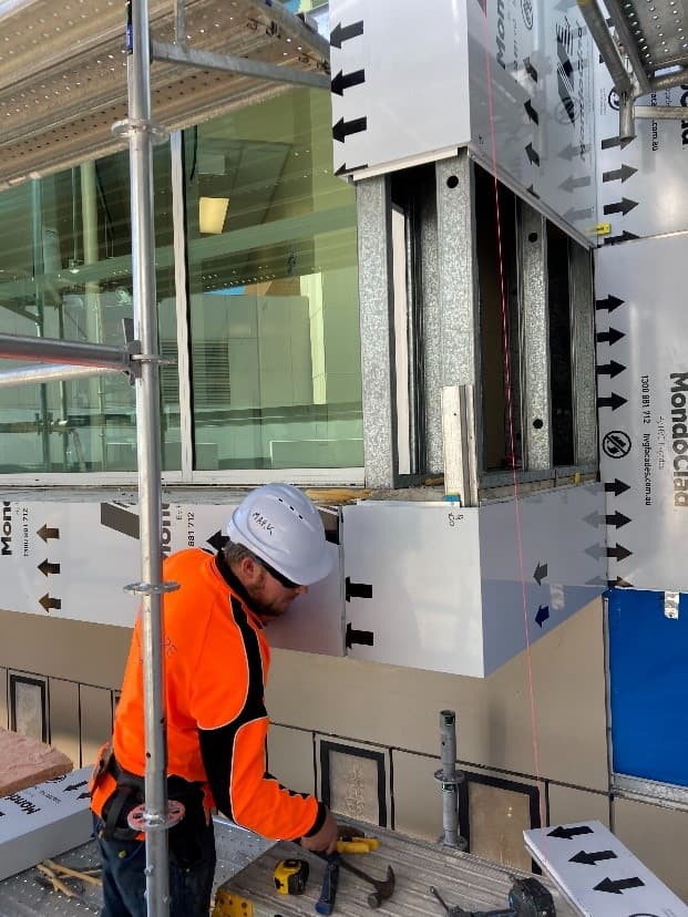 Rockingham Hospital facade installation — view 10, Rockingham, WA — GreenLine Facades